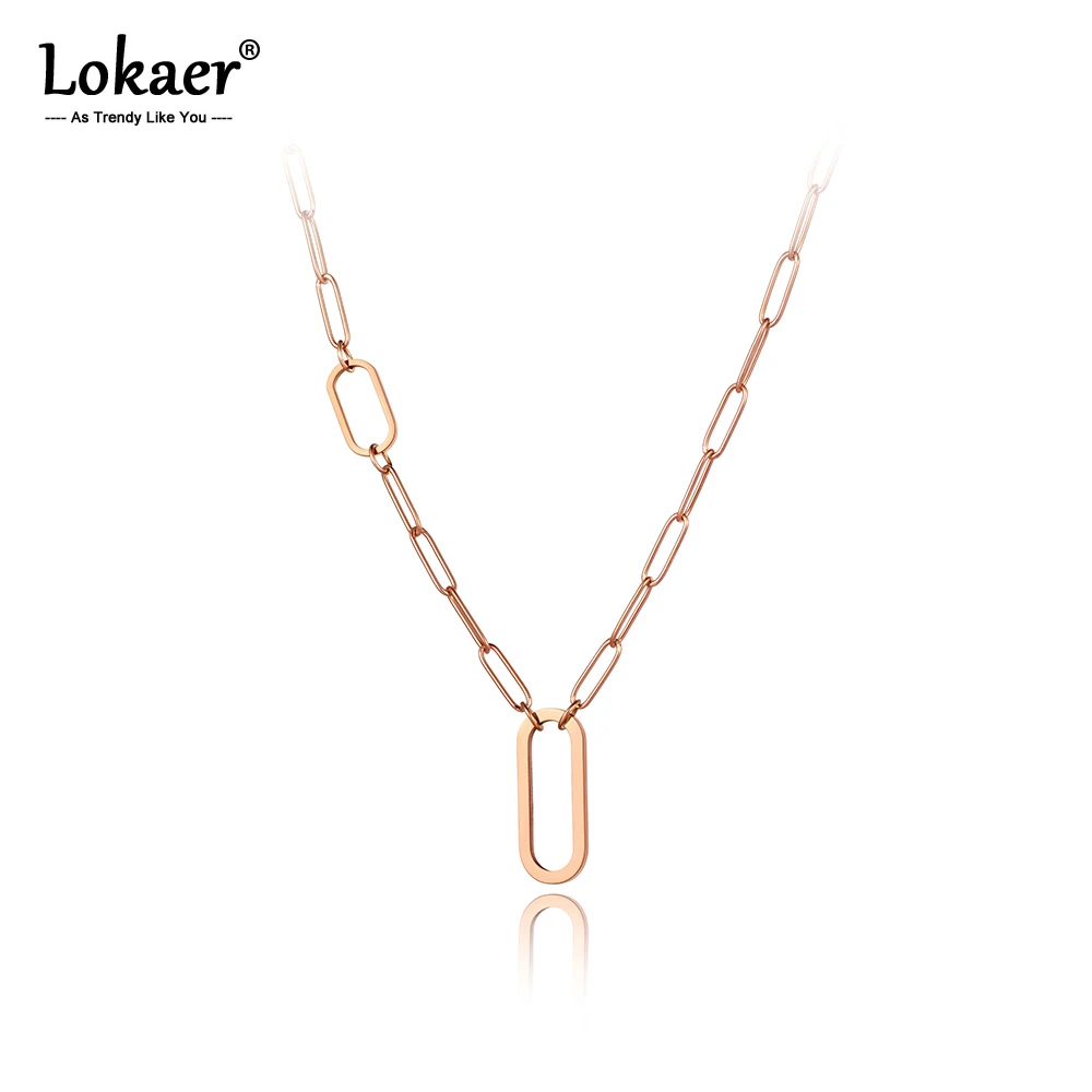 Lokaer Original Design Stainless Steel Geometric Charm Chain Link Choker Necklace Hiphop/Rock Pendant For Women N20190 | Украшения и