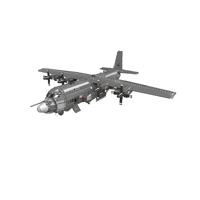 06023 Военная серия AC130 воздушная лодка набор строительных блоков Модель самолета Дети Мальчик DIY обучающие кирпичики игрушки подарок
