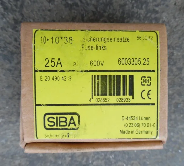 Предохранители: 6003434 20A 600V aR 10*38/6003305 25A 600V aR 10*38