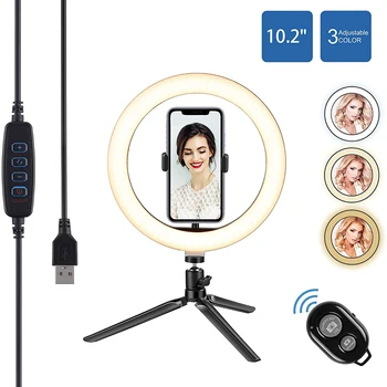 

LED Ring Fill Light Dimmable Photography Ring Fill Light with Tripod Stand & Cell Phone Holder Selfie Ring Light with Phone