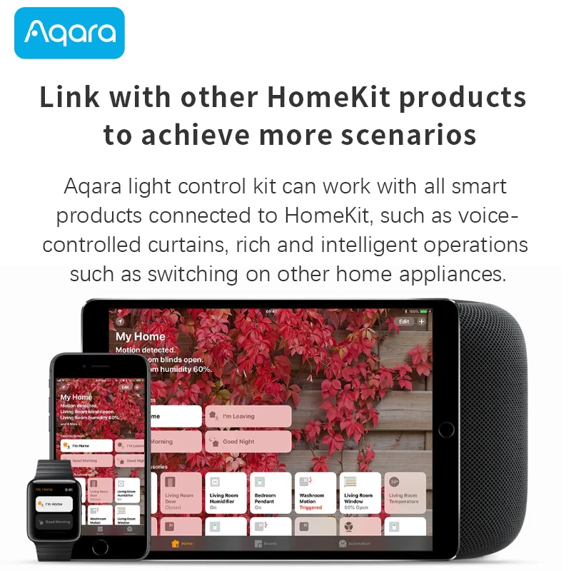 aqara hub smart home center light switch voice control getway work with xiaomi mi mijia home app apple homekit siri zigbee app