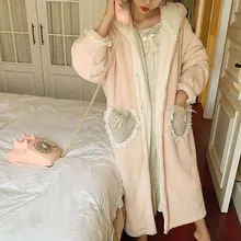 Осенне-зимняя женская одежда для сна, Халат с капюшоном, плотные пижамы, фланелевые халаты принцессы, банные халаты, ночная рубашка, халат, Халат