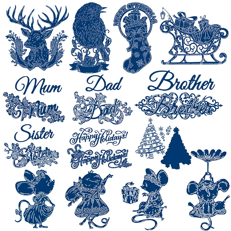 

Festive Stag Songbird Sleigh Stocking 3D Decoupage Metal Cutting Dies for Scrapbooking and Cards Making Paper Craft Dies