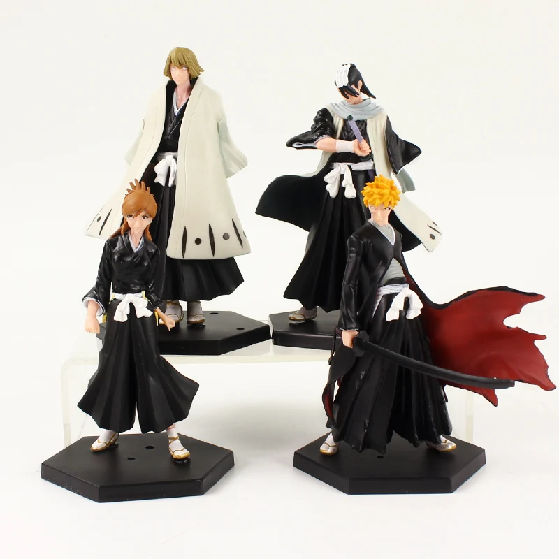 4pcs/lot 12cm Bleach Figures Ichigo Kurosaki Kuchiki Byakuya Inoue