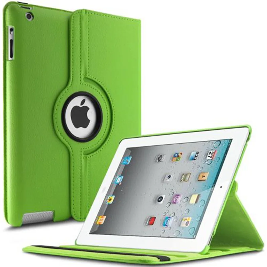 Вращающийся из искусственной кожи чехол для IPad A1395 A1396 A1416 A1430 A1458 A1460 смарт планшетный защитный чехол для IPad 2, 3, 4 Funda Capa - Цвет: Зеленый