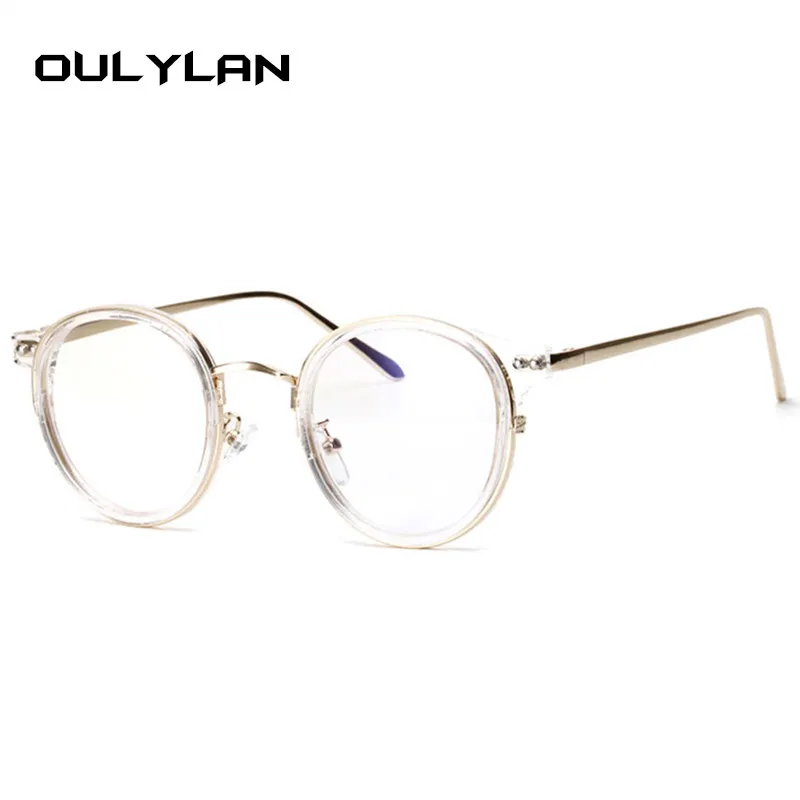 Oulylan, прозрачные круглые оправы для очков, женские прозрачные оптические очки, Женские винтажные очки с металлической оправой