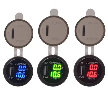 

5V 2.4A Waterproof USB Charger Socket Adapter Power Outlet with Voltage Current Display Voltmeter for 12-24V Car Boat Truck Moto