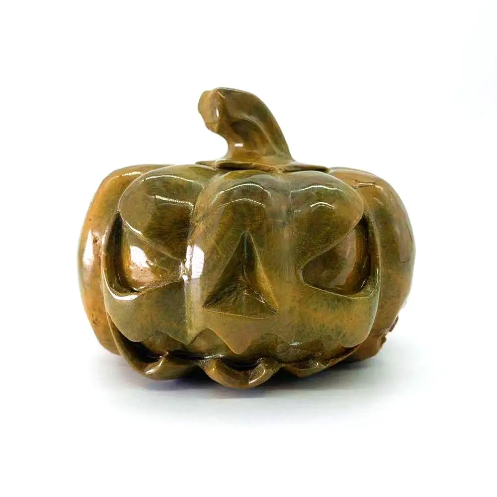 

10-15cm wide natural ocean jasper pumpkin ghost hand carved crystal halloween gift crystal craft for decoration