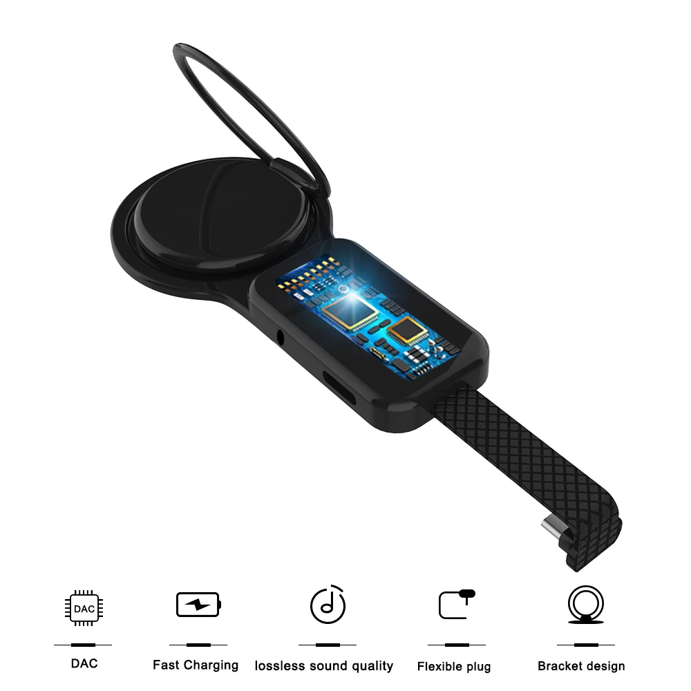 USB C OTG двойной адаптер и кольцо держатель USB C 3,5 мм Aux аудио зарядное устройство Регулируемый держатель для телефона Быстрая зарядка для type-C Android адаптер - Цвет: Type c 3.5mm