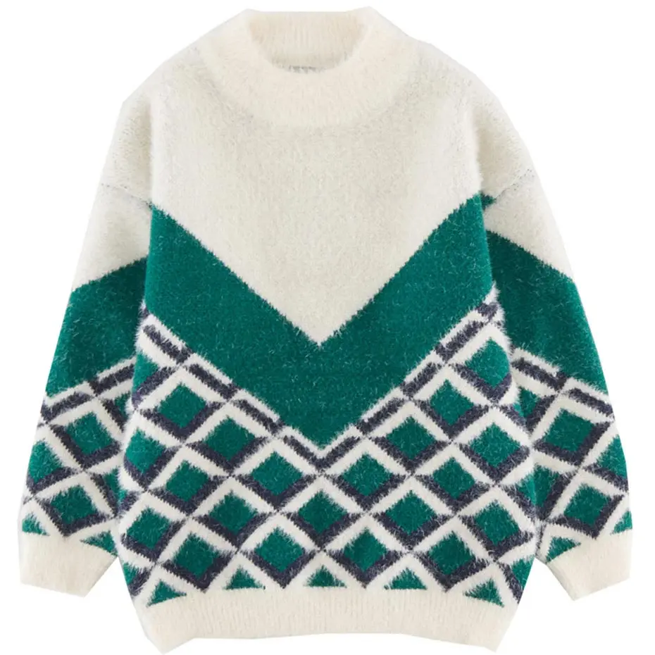 Детские свитера свитер в стиле пэчворк Детский кардиган с длинными рукавами для девочек, детская осенне-зимняя теплая одежда для детей 6, 8, 10, 12, 14 лет - Цвет: As Picture