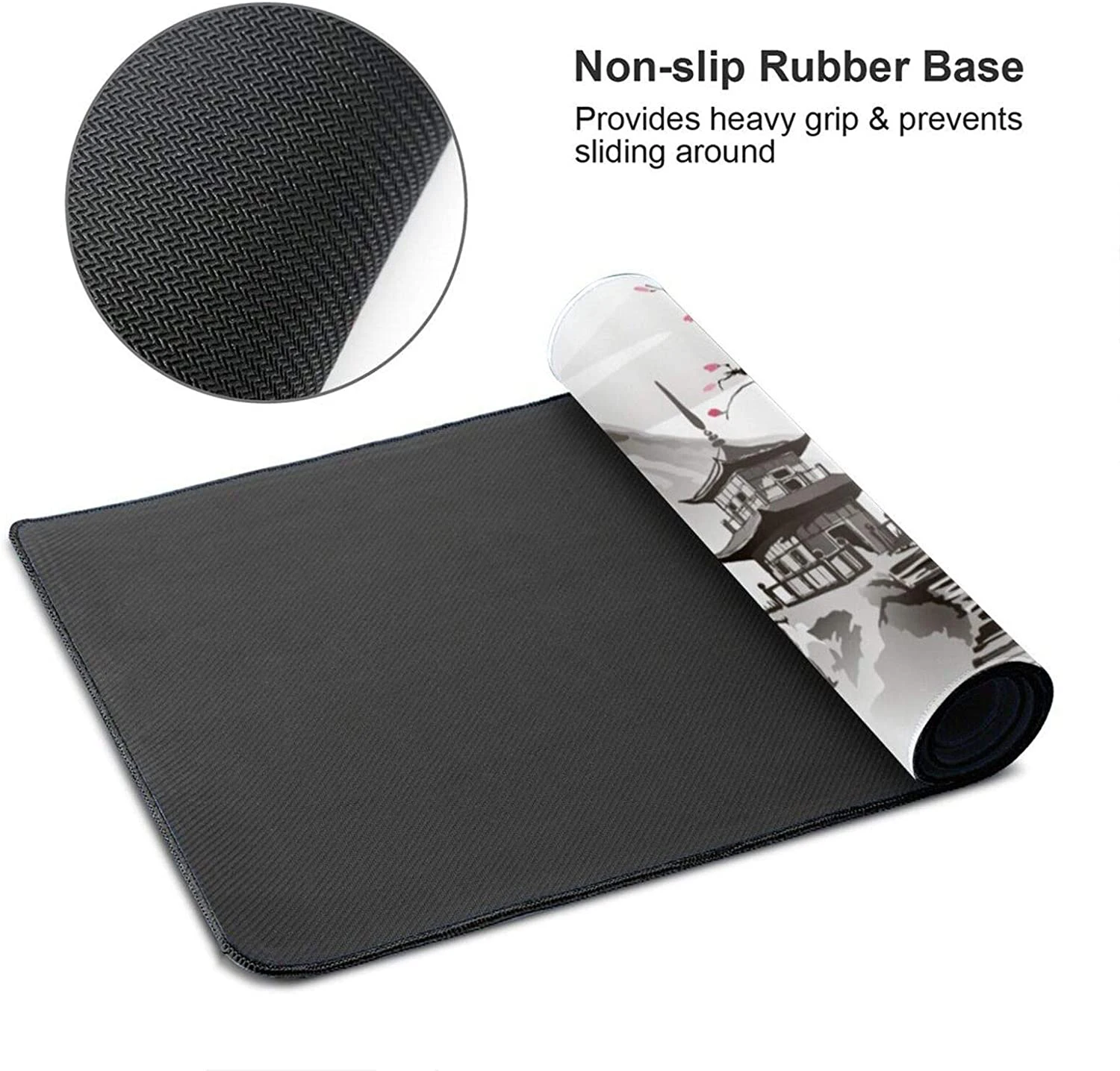 Mouse Pad Computer Desk Mat Sakura Mousepad Custom Computer New Desk Mats Office Laptop Natural Rubber Soft Mouse Pad Japanese Pagoda And Cherry Blossom