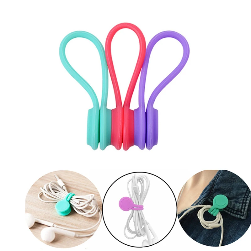 

Soft Silicone Magnetic Cable Protection Organizer Winder Clip Cord Data Line Earphone Durable Storage Cable Management Holder