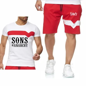 

Hot SOA Sounds Of Anarchy Cosplay TV Costume Men T-shirt Print Cotton O-Neck Short Sleeve T Shirt + Drawstring Shorts Costume