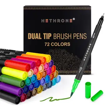 

Hethrone 72PCS Dual Headed FineLiner Drawing Art Markers Pen Watercolor Double Tips Brush Pen Journals Artist Sketch Supplies