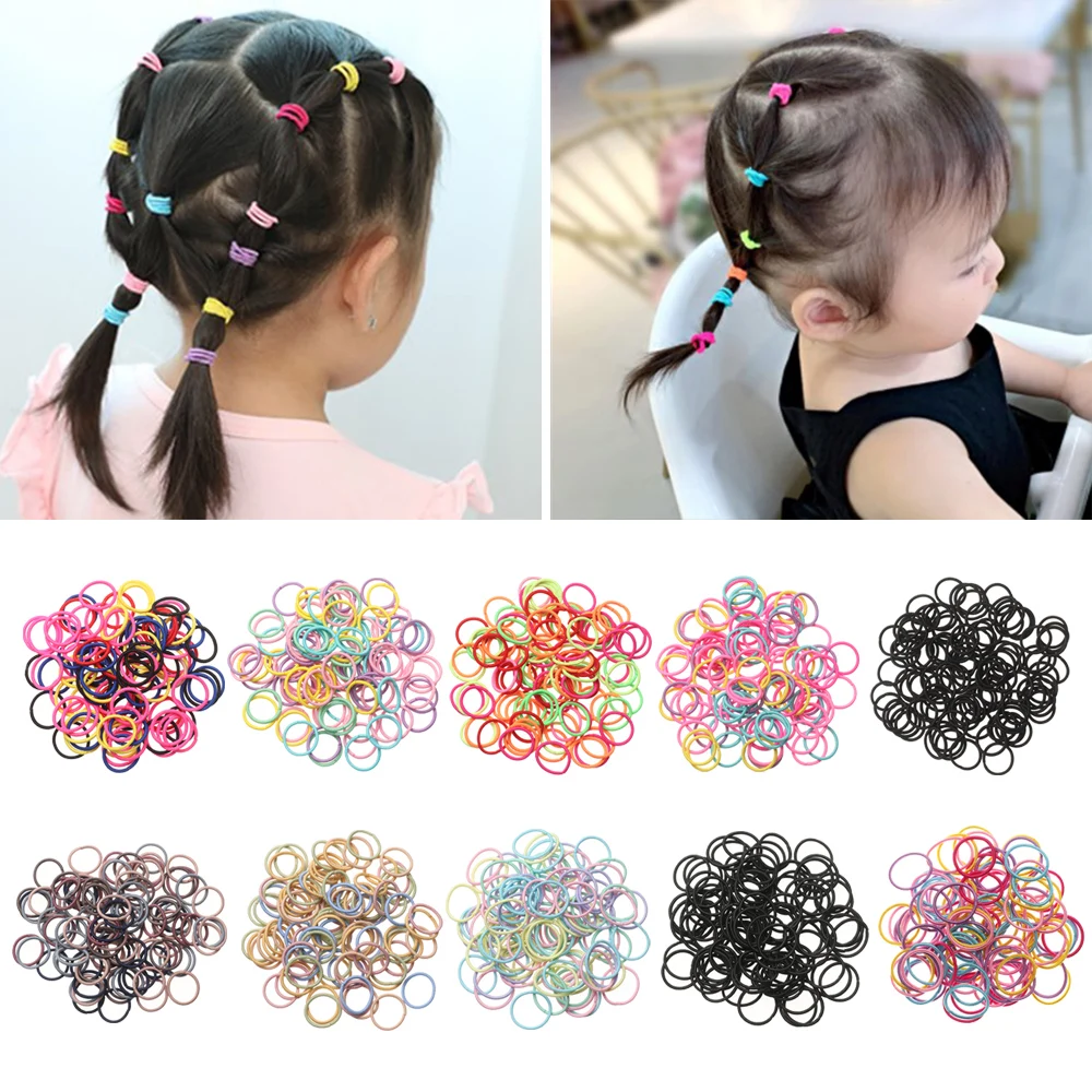 baby accessories basket 100Pcs/pack Colorful Mini Hair Ropes Cute Small Girl Ponytail Hair Holder Elastic Hair Ties Rubber Bands Kids Hair Accessories crochet baby accessories