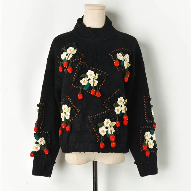 #Special Offers Luxury Brand Designer Knitted Sweater for Women Vintage Hand Crochet Three Dimensional Flower Fruit Knitted Sweater Pullover #Special Offers Luxury Brand Designer Knitted Sweater for Women Vintage Hand Crochet Three Dimensional Flower Fruit Knitted Sweater Pullover