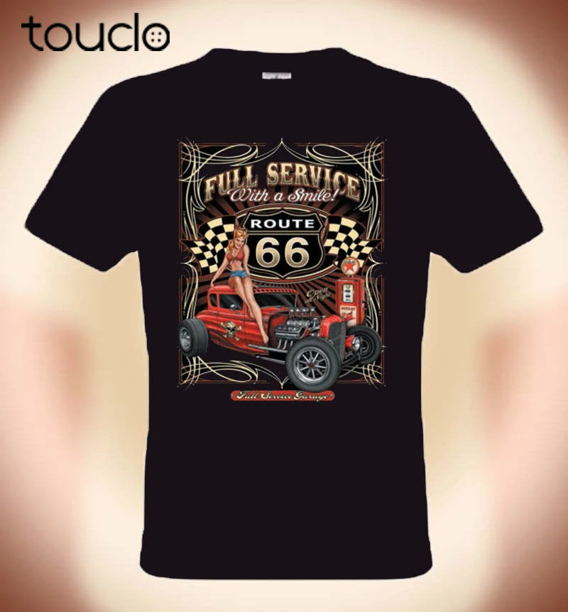 

Футболка Gearhead рокабилли, Route 66 полный сервис, Новое поступление, футболка, повседневная мужская одежда, футболки для ботаника