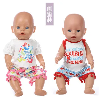 

Fit 18 inch 40cm-43cm Born New Baby Doll Clothes Accessories Spring And Summer Ball Lovers' School Suit For Baby Birthday Gift