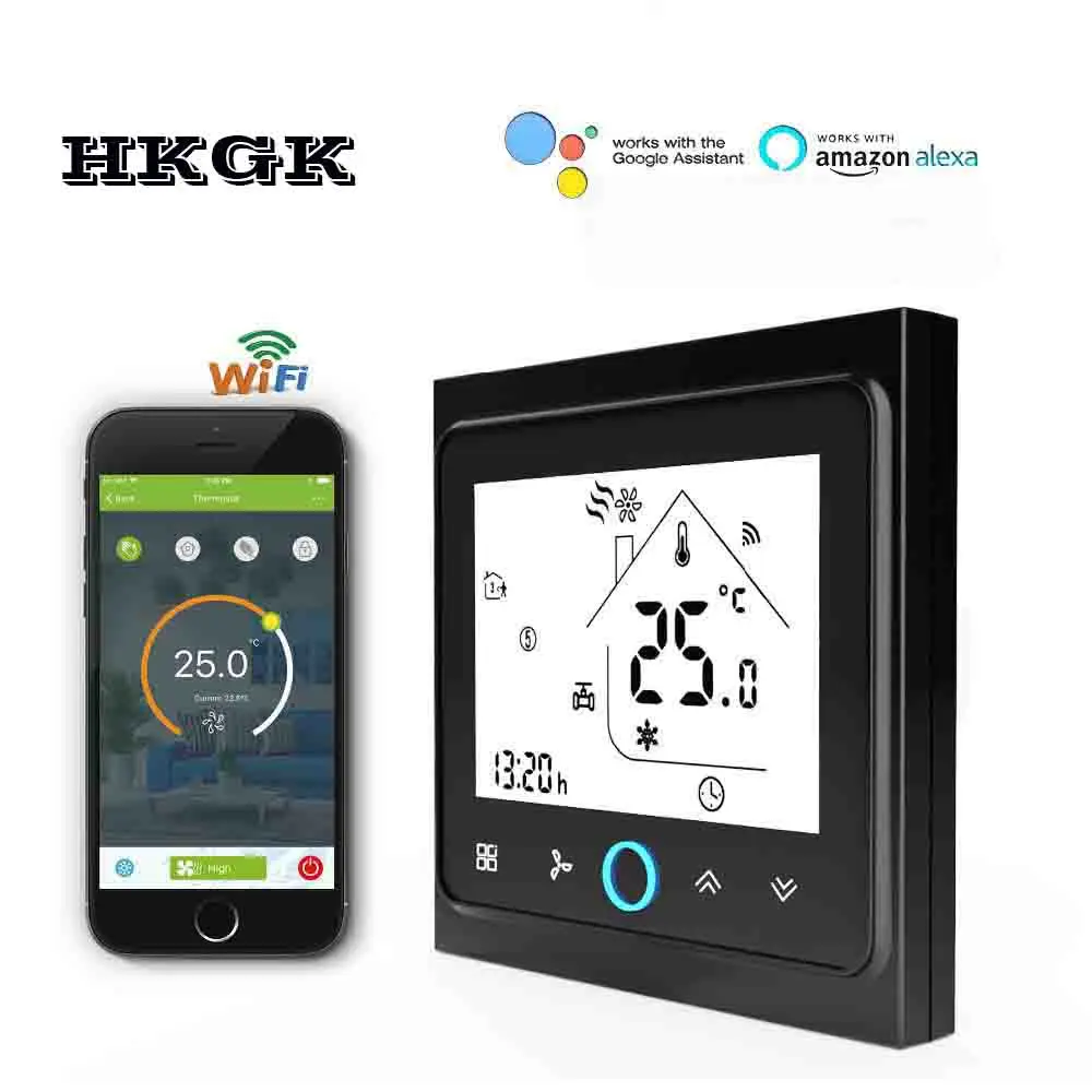 TUYA 95-240VAC 24v 2 трубы Wi-Fi термостат Температура Охлаждение, отопление для точной 0,5 градусов