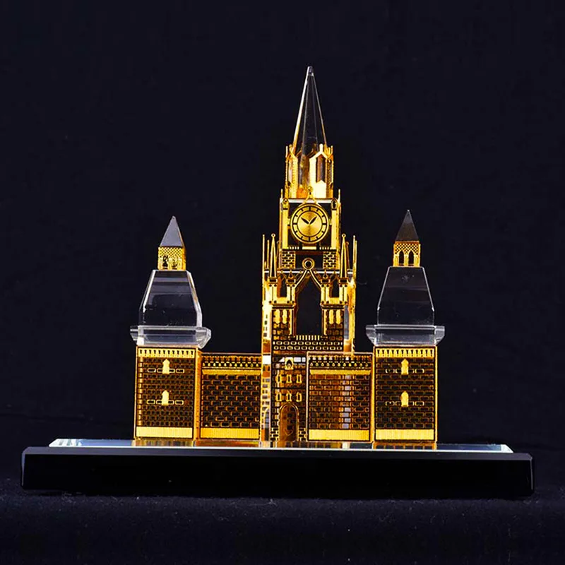  Russian Kremlin Building Crystal inlaid with gold Assembling Souvenirs Tower structure edifice Arch