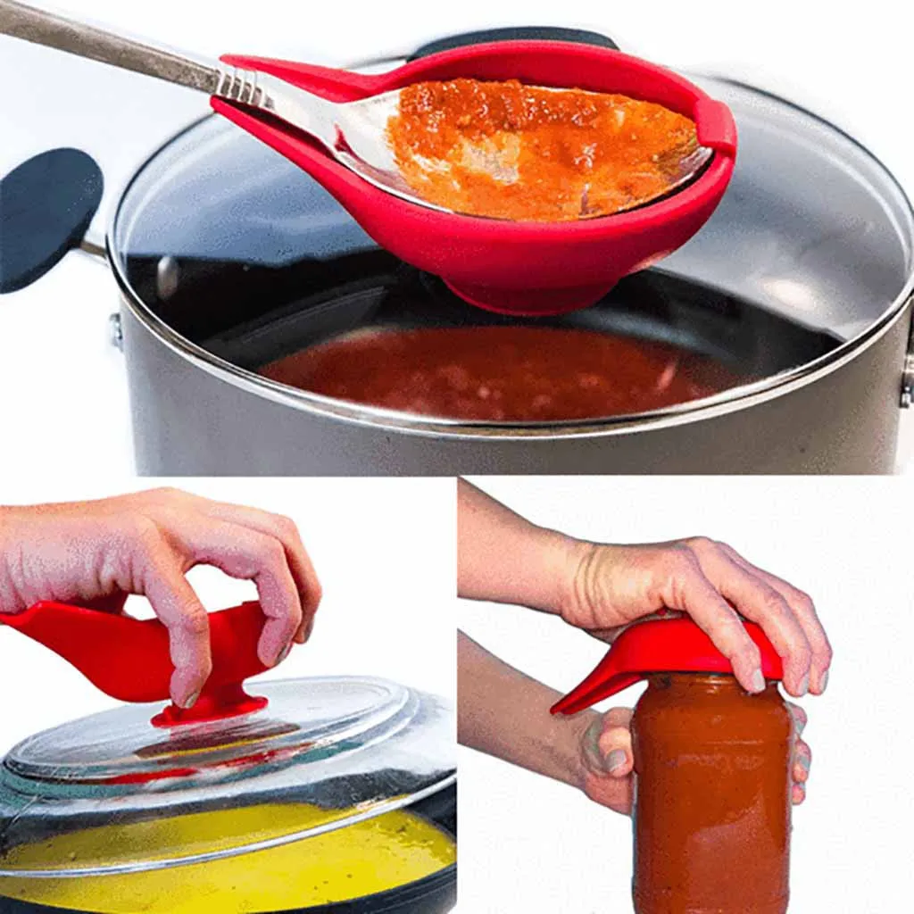 

1 PC Multi-Function Spoon Rests Holder Suction Kitchen Utensil Salad dressing Saucer Silicone Spoon Rest Cooking Baking Tool &xs