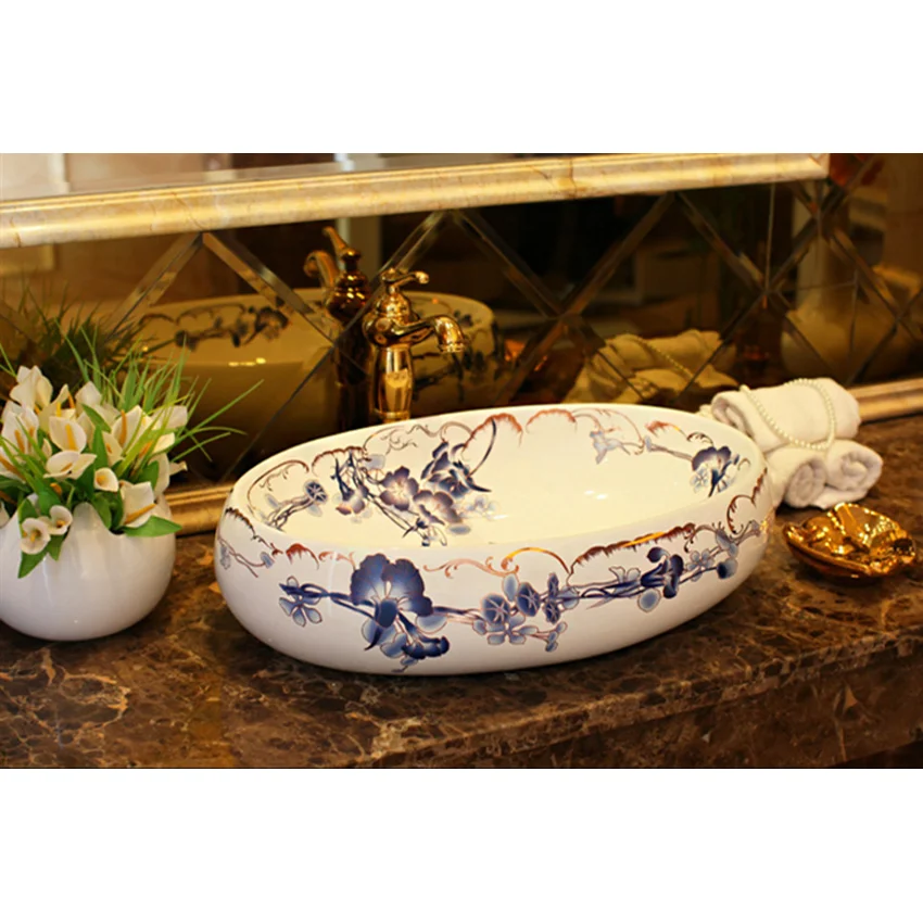 Ty711 Ceramic Countertop Sinks Highquality Balcony Counter Basin Art Wash Basin Household