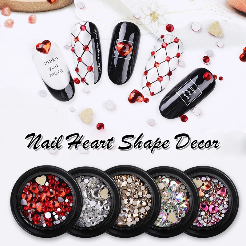 1 коробка акриловые стразы разных размеров в форме сердца кристаллы AB Стразы для