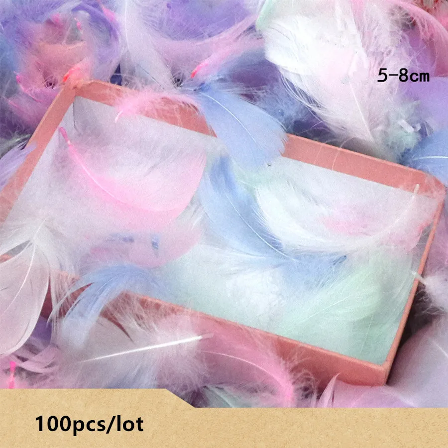 

100PCS/Lot Colorful Feathers Gift Packing Material Box Filler Supplies Diy Craft Wedding Birthday Party Decoration Accessories