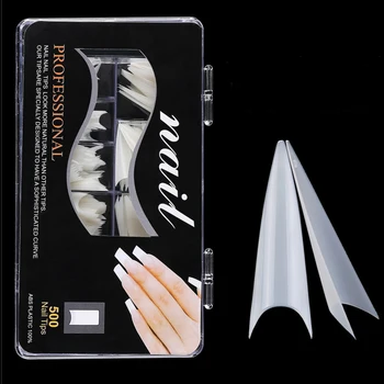 

500pcs Extra Long Beginner Half Cover Salon Smooth Durable Extension Transparent Wedding Display Party Stiletto False Nail Tips