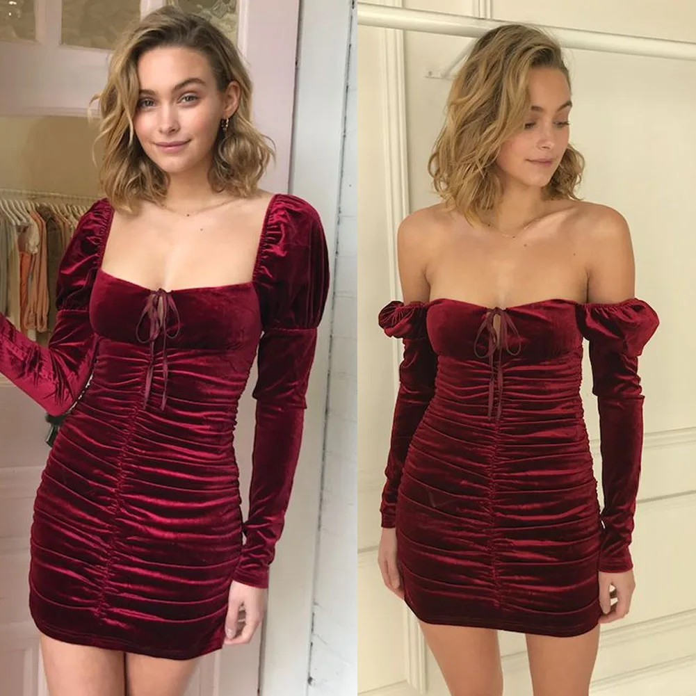 red velvet mini dress