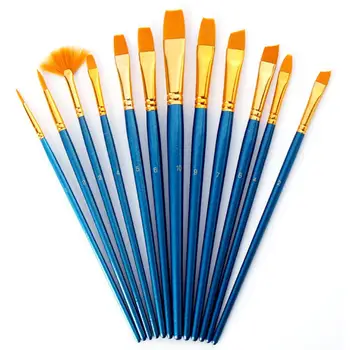 

12pcs/Set Watercolor Paint Brushes Nylon Hair Oil Painting Pen DIY Art Tool Supplies with 2pcs Palette drawing Education Toys