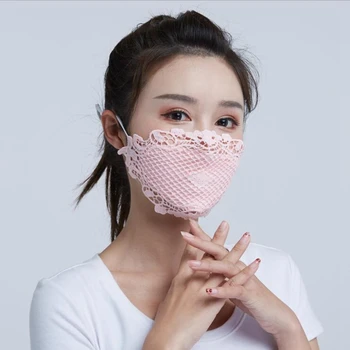 

Ice silk mask female summer thin section UV protection dustproof face breathable open nose sunshade mask