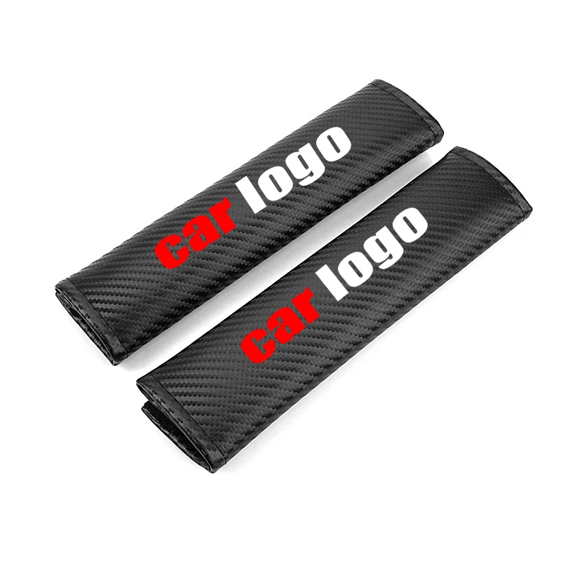 

Embroidery Car logo emblem carbon fiber seat belt cover shoulder pad for Ferrari Land Rover Hyundai KIA Peugeot MINI accessories