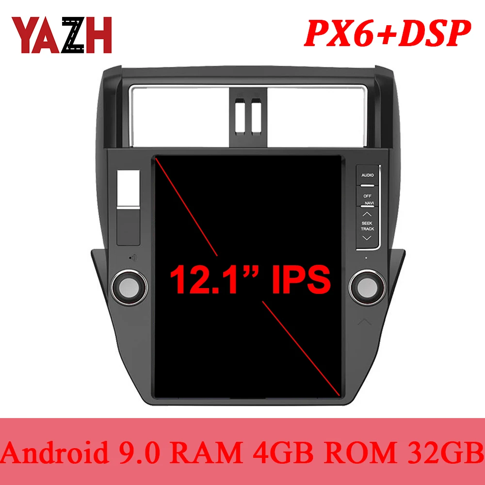YAZH автомобильный мультимедиа для TOYOTA Land Cruiser Prado 150 2010 2011 2012 2013 с Android 9 0 Pie 12 1 &quotIPS GPS