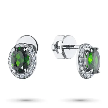 

Pusety of white gold with diamond and chrome-diopside e0901ps04202783