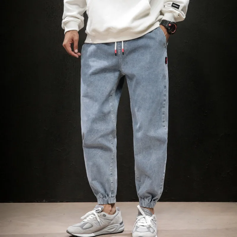Spring And Autumn Men's New Casual Solid Color Beam Straight Jeans Loose Large Size Temperament Trend Streetwear M-5XL