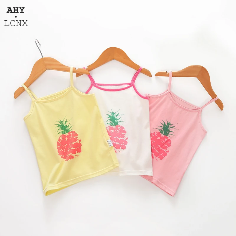 Summer Thin Style Baby Girls Undershirts Kids Clothes Cotton Tops Pineapple Printed Tank