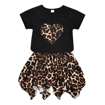 

Summer Toddler Kids Baby Girl Short Sleeve 3D Flower Tops T-Shirt Leopard Print Skirt Lovely Fashion Outfits Clothes