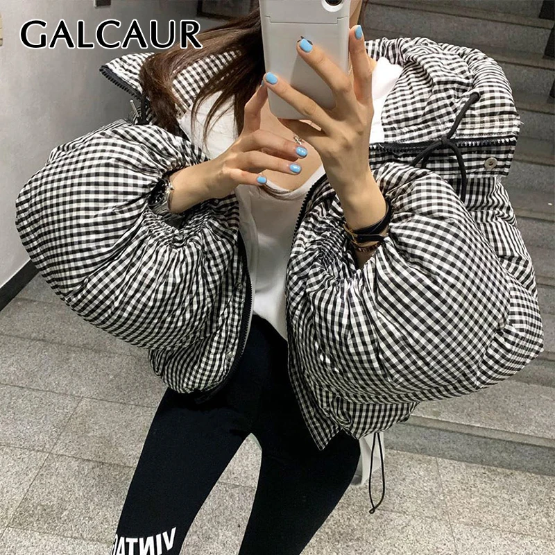 GALCAUR корейское на шнуровке толстое хлопковое пальто для женщин воротник с