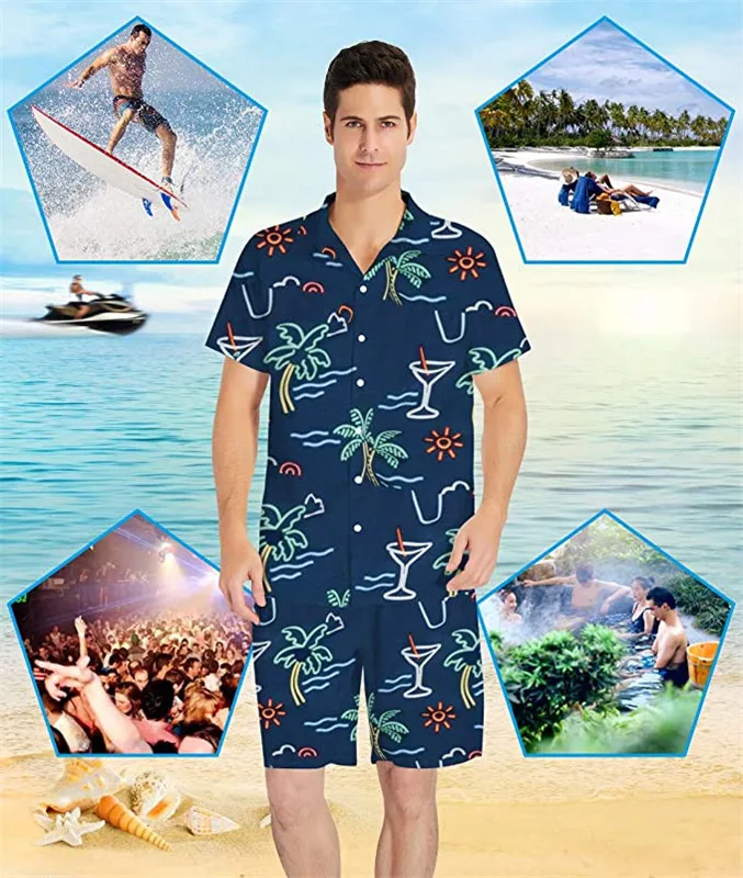 FORUDESIGNS Summer Men Shirts Polynesian Tribe Design Casual Loose Beach Camisas Oversized Chemise Homme V-neck Men Clothing Hot