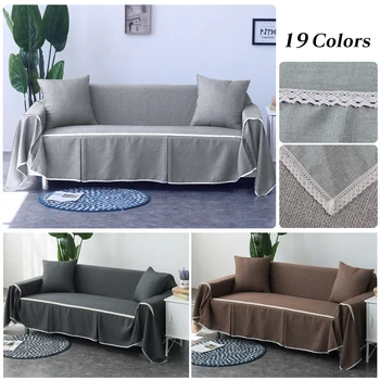 

Grey Solid Color Sofa Towel Sofa Cover Set Elastic Sofa Slipcovers Sofa Covers for Living Room Pets Couch Cover Loveseat 1Piece