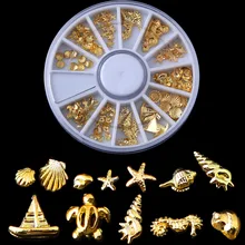 Украшение для маникюра, аксессуары из сплава, круглые пластины, металлический орнамент, серия морского организма