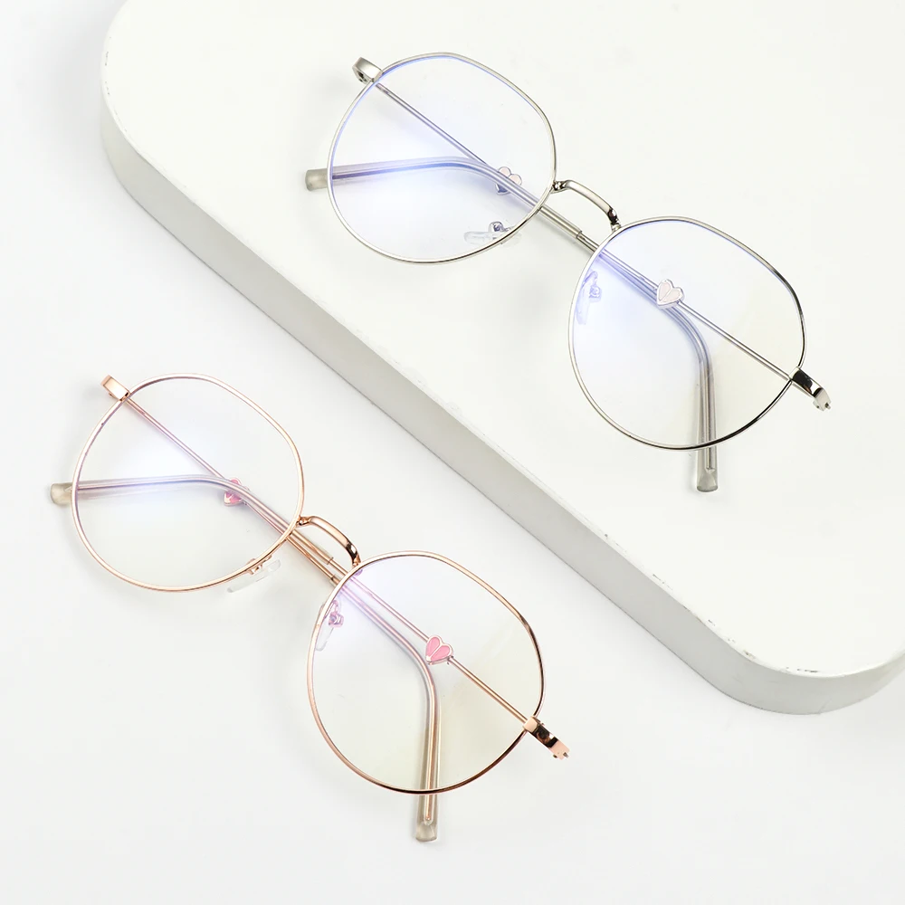 blue light filter glasses Fashion Anti Blue Light Glasses Women Men Classic Metal Heart Decor Frame Eyewear High-definition Eye Protection Computer Goggle blue ray glasses