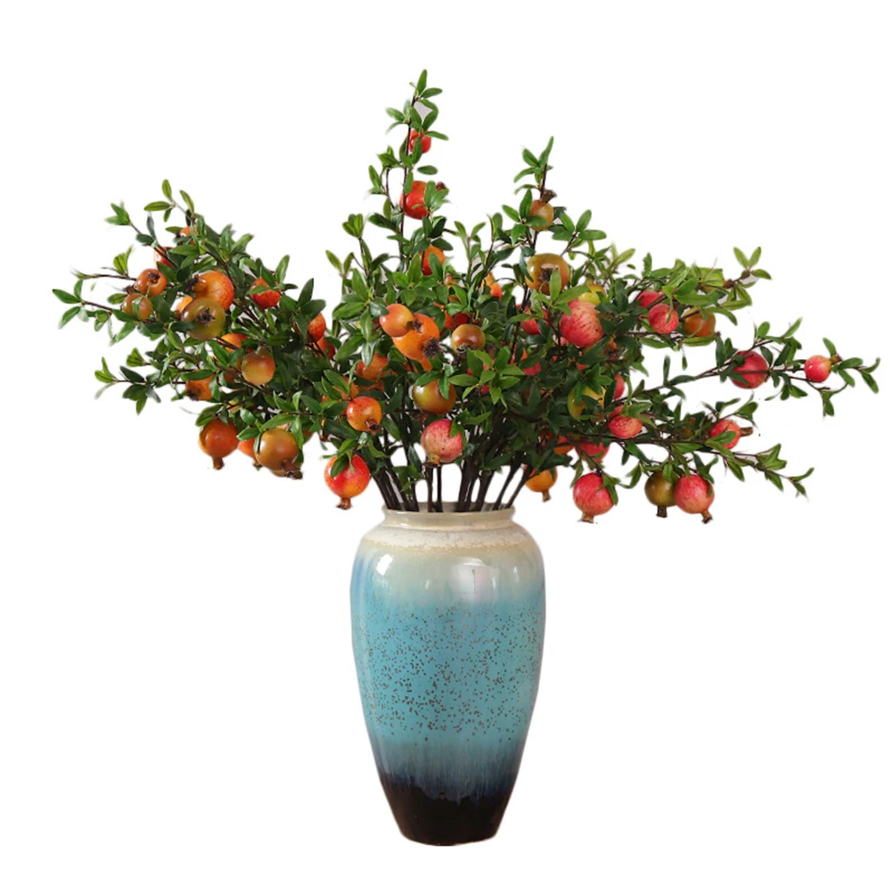 1Pc Lifelike Decorative Delicate Artificial Pomegranate Flower Simulation Flower Berries Fake Green Plant for Office Home Dorm