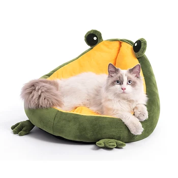 

Pet Cat House Indoor Frog Cat Bed Warm Puppy Dog Portable Cat Cushion Soft Sofa Cushion Cat Mattress Indoor Sleeping Recliner