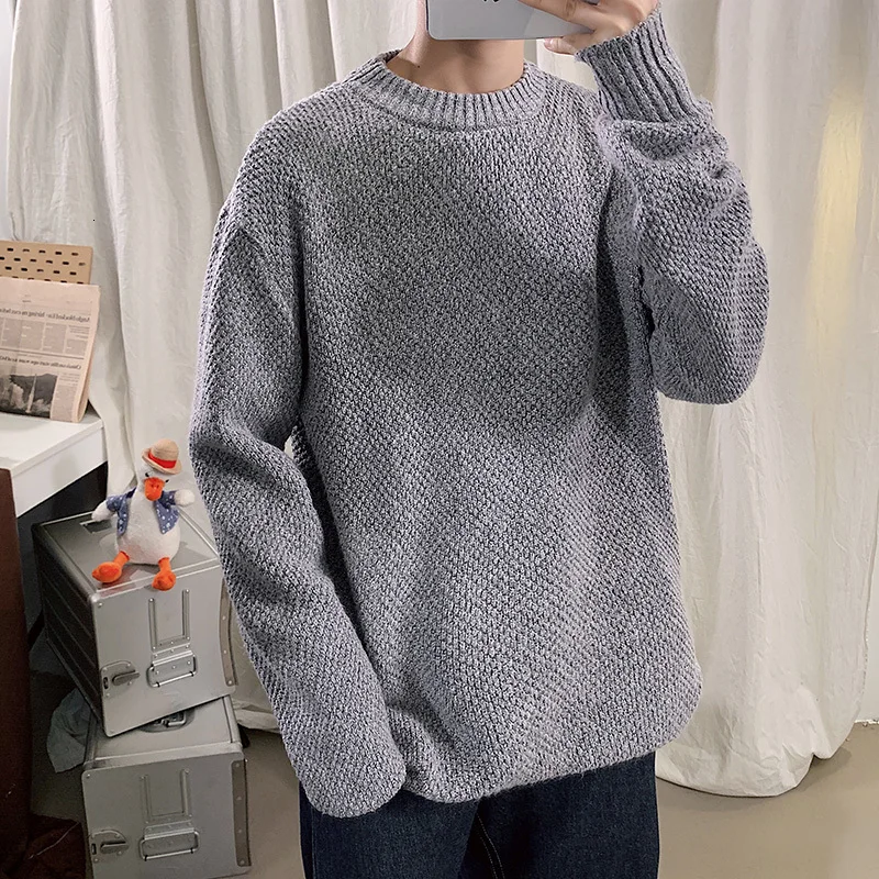 Winter Thick Sweater Men Warm Fashion Casual O neck Knitted Pullover Mens Loose Knitting Sweaters Male 4