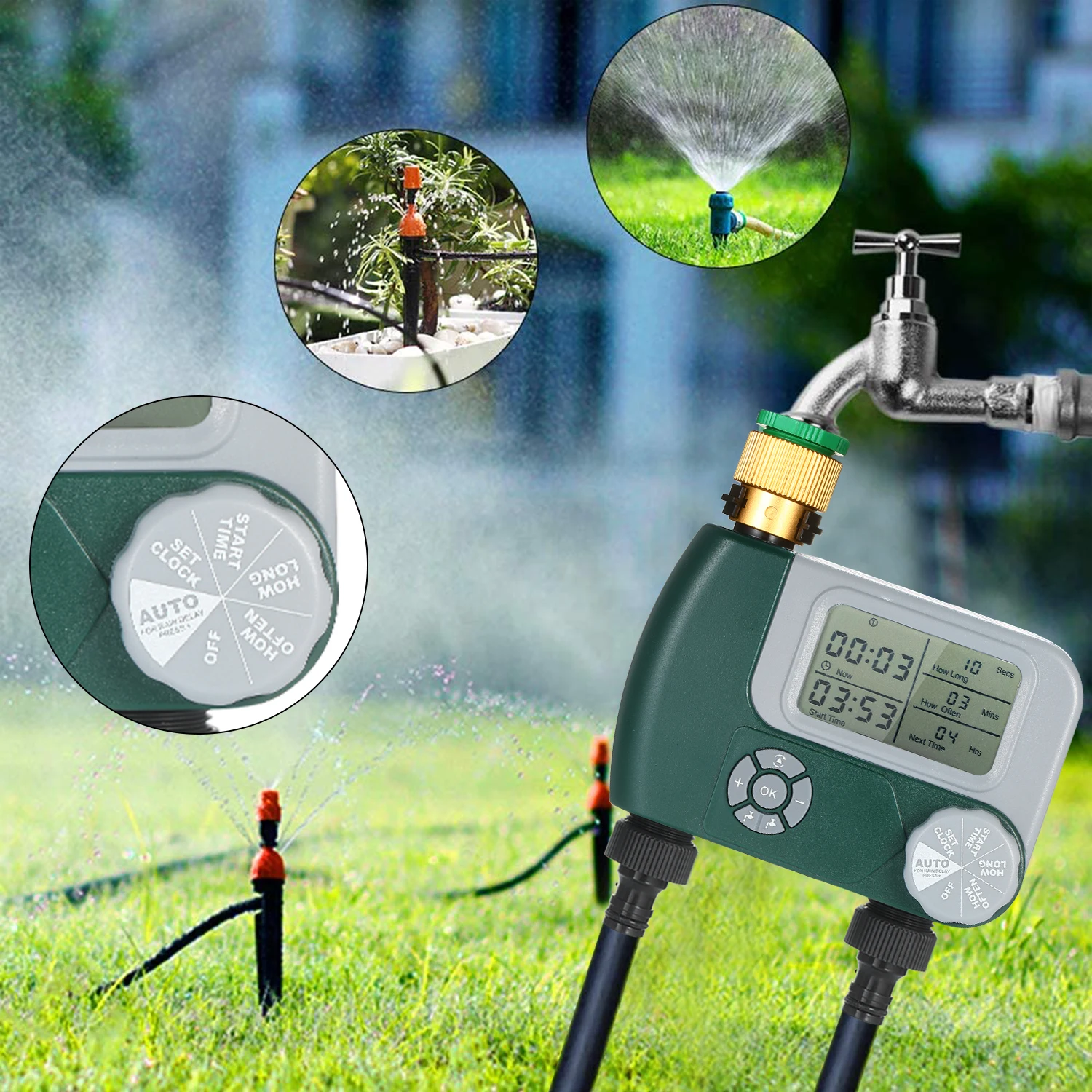 Programmable Digital Hose Faucet Timer Battery Operated Automatic Watering Sprinkler System Irrigation Controller with 1/2Outlet