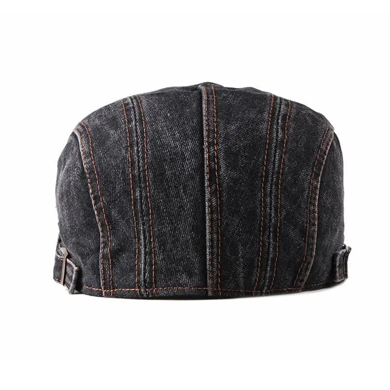 Beret hat newsboy cap newsboy hat spring summer solid color newsboy caps men washed denim cotton flat peaked cap women painter beret hats 16