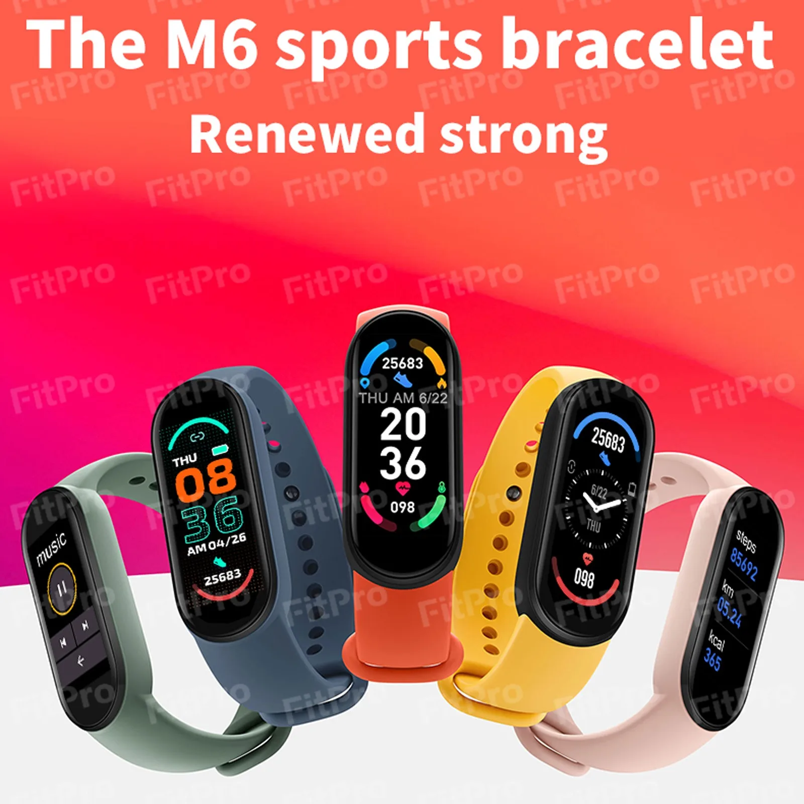 2021 Новый M6 Смарт-часы-браслет Смарт фитнес трекер HeartRate монитор BP