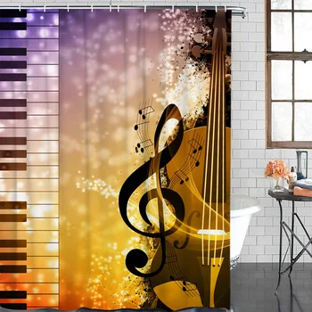 

Bathroom Curtain Piano Cello Waterproof Fabric Shower Curtain Home Bathroom Decoration Shower Curtains